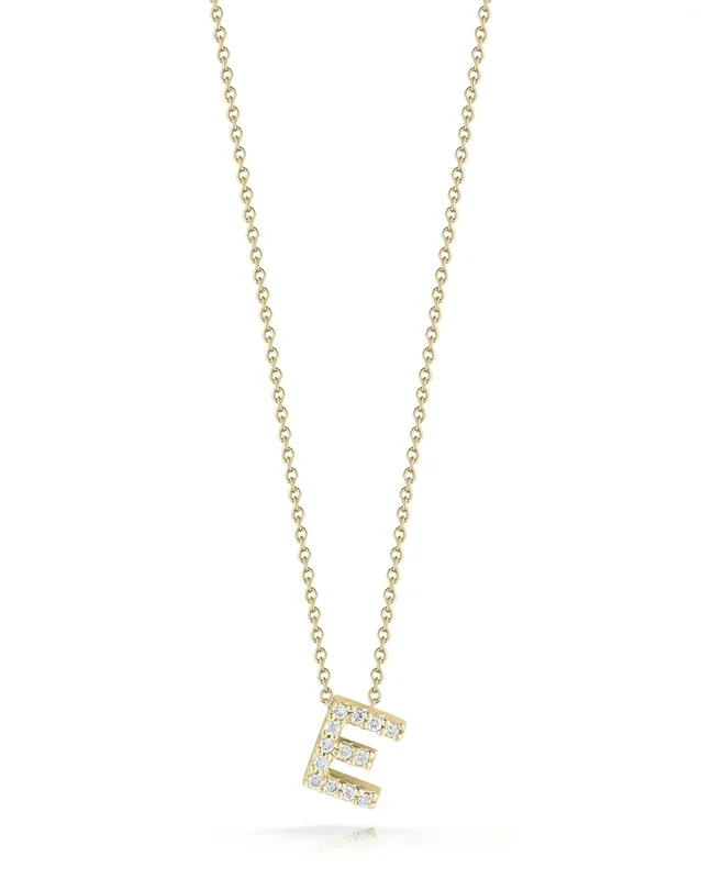 18K YELLOW GOLD TINY TREASURES DIAMOND LOVE LETTER “E” NECKLACE