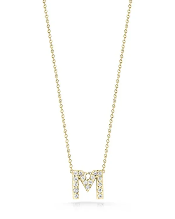 18K YELLOW GOLD TINY TREASURES DIAMOND LOVE LETTER “M” NECKLACE