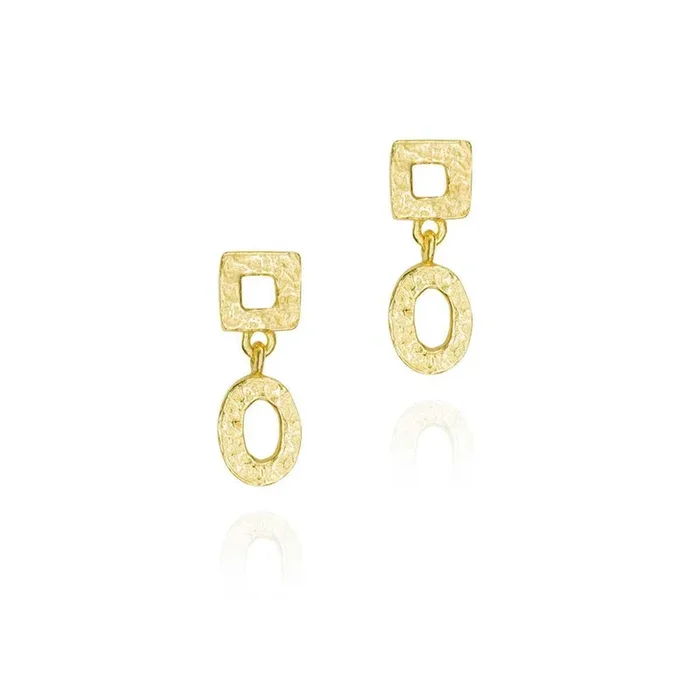 18K Yellow Gold Vermeil Geometric Dangle Earrings