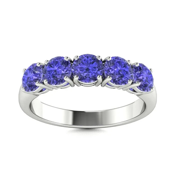 18kt Gold 5-stone Round Brilliant Cut Tanzanite Ring (Tanzanite 3.50cts)