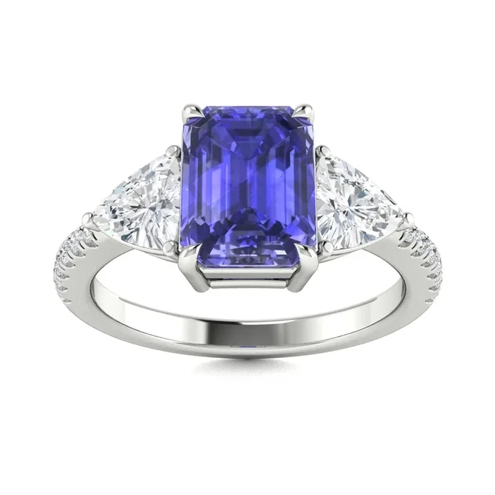 18kt Gold AAA Emerald Cut Tanzanite and Diamond Ring (Tanzanite 5.00ct Diamonds 1.00 cts)
