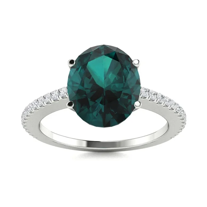 18KT Gold Oval Cut Natural Alexandrite & Diamond Ring (Alexandrite 1.27 cts Wht Dia 0.08 cts)