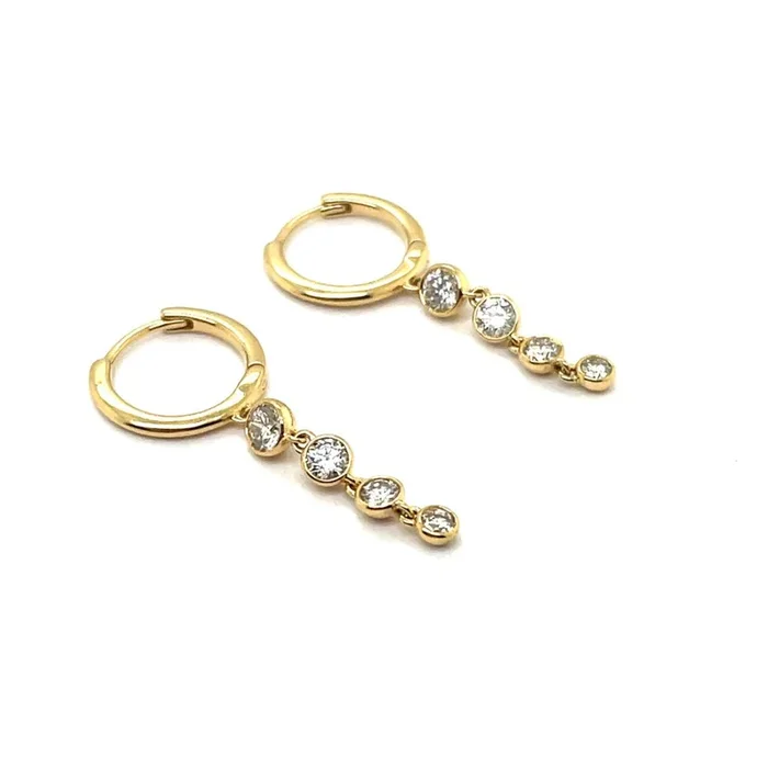 18Kt Yellow Gold 0.50Ctw Diamond Bezel Drop Earrings
