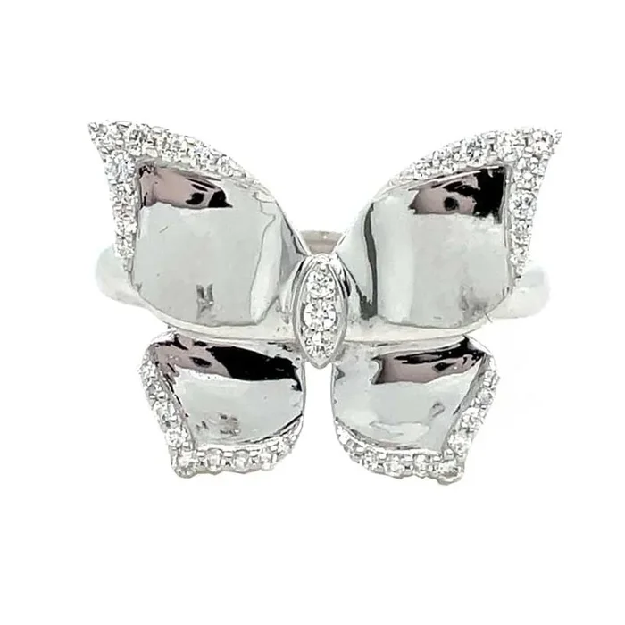 18KWG 0.19CT HIGH POLISH BUTTERFLY RING SZ 6.5