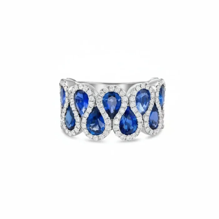 18KWG 5.70CT BL SAP, 133=0.89CT GH VS/SI WAVE RING