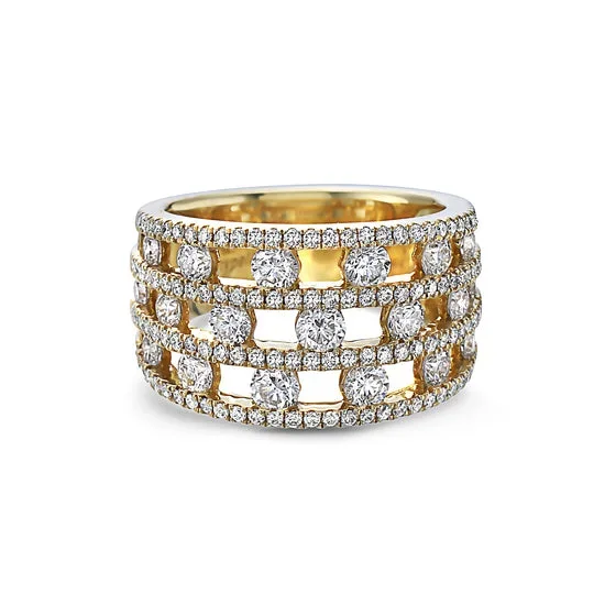 18KYG 139=1.98CT GH SI TRIPLE ROW RING