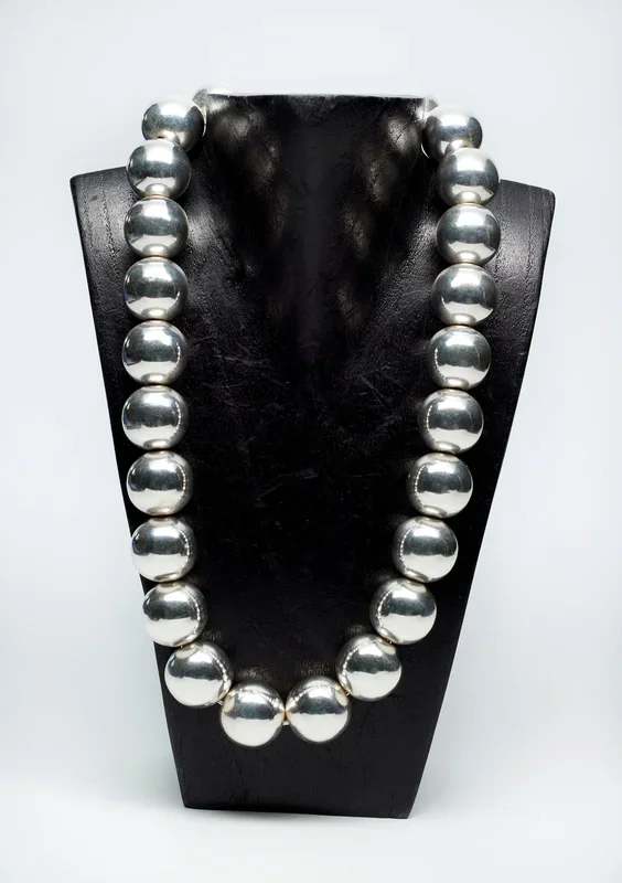 18MM Beaded Sterling Silver Necklace