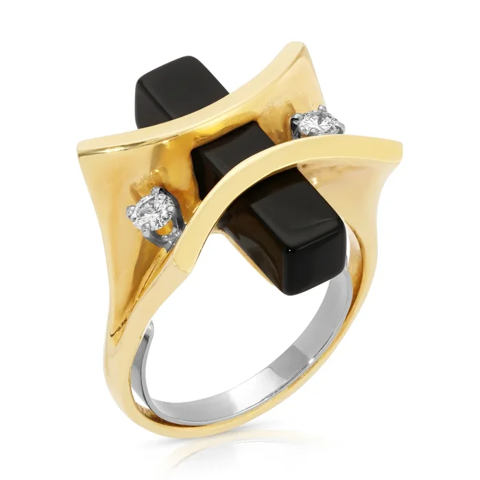 1970s Avante-Garde Onyx with Diamonds