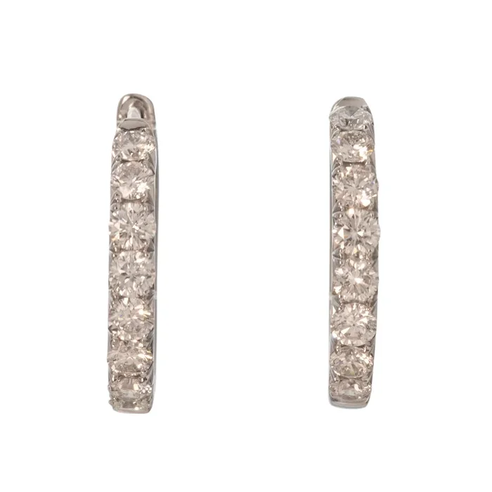 1ctw Diamond 14K White Gold Hoop Earrings