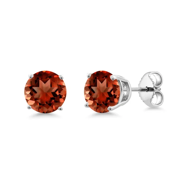 2.00 Ct 6.5mm Round Red Garnet 925 Sterling Silver Stud Earrings For Women Men