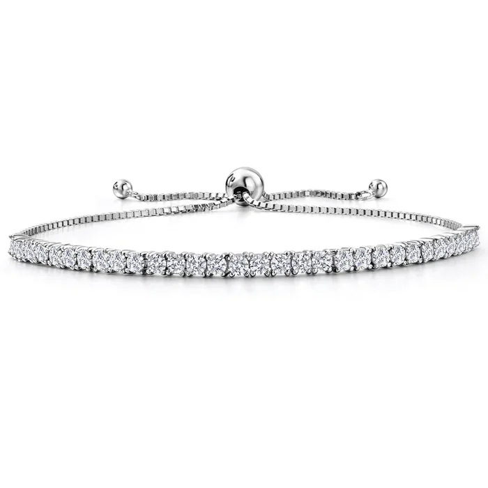 2.00 Cttw White Lab Grown Diamond Tennis Bracelet for Women | 925 Sterling Silver | Round | E-F Color | VVS-VS Clarity | Adjustable Bolo Bracelet | Fits Up To 10 Inch Wrist
