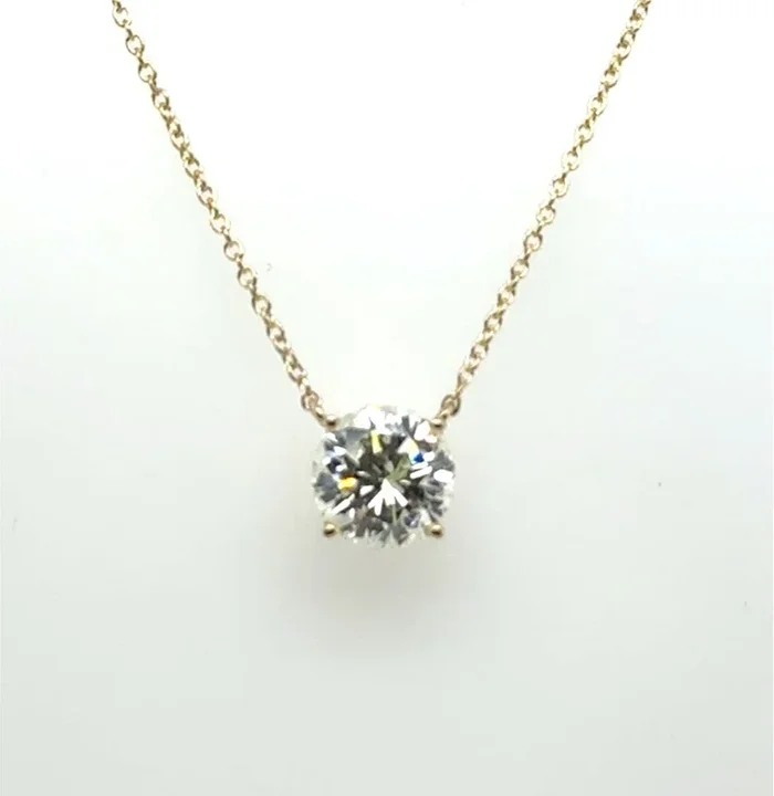 2.02 Carat Round Brilliant Cut Diamond Solitaire Pendant in 14Kt Gold