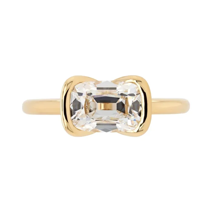 2.0ct Thalia East West Antique Cut Cushion Lab Grown Diamond Engagement Ring