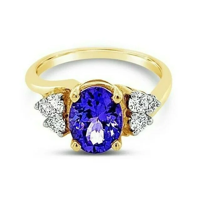 2 1/4 cts Blue Tanzanite and Diamond Ring in 14K Yellow Gold by Le Vian