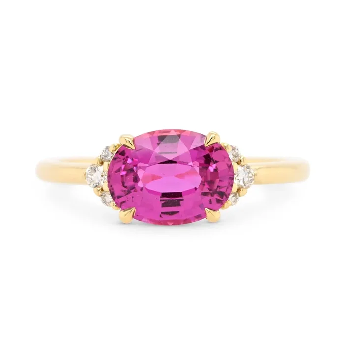 2.18ct Lena Pink Oval Sapphire & Diamond Engagement Ring