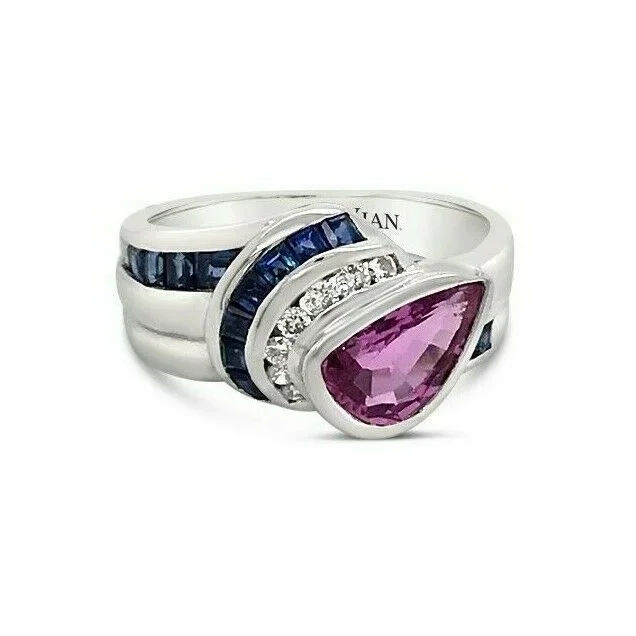 2 3/8 cts Pink Sapphire and Sapphire Ring in 18K White Gold by Le Vian