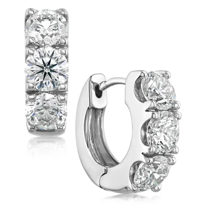2.40 Carat Diamond Huggie Hoop Earrings