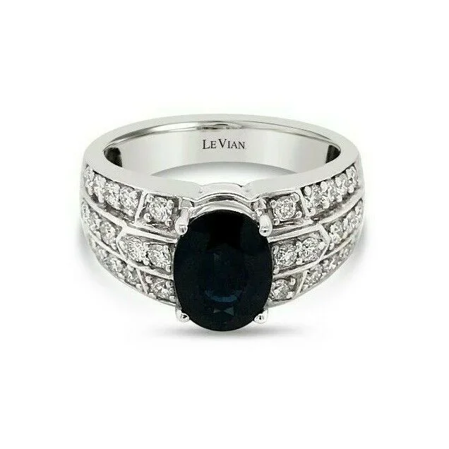 2 5/8 cts Blue Sapphire and Diamond Ring in 14K White Gold by Le Vian