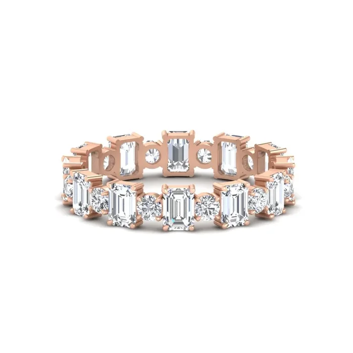 2 Carat Emerald And Round Cut Eternity Diamond Band