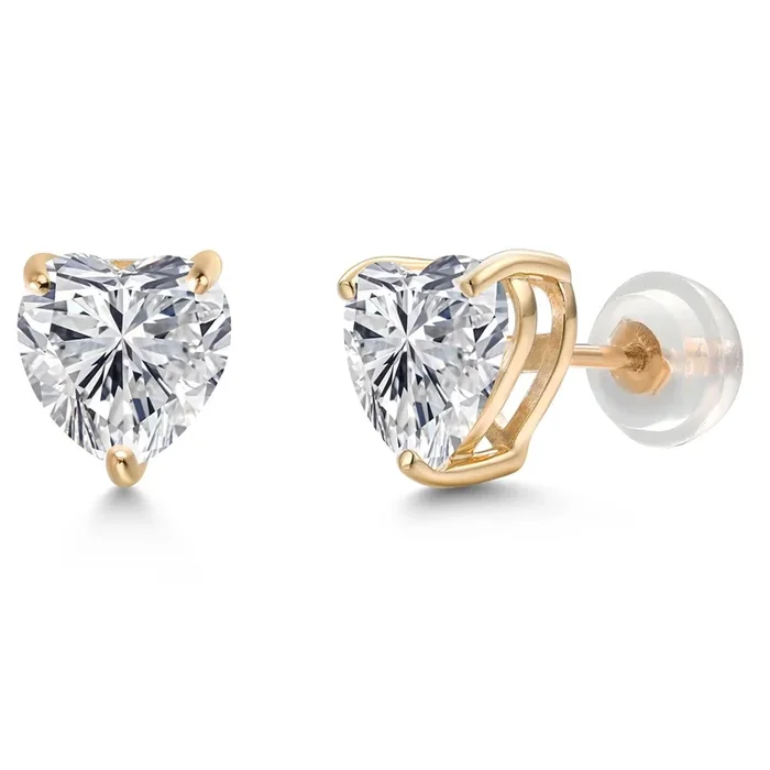 2 Ct Heart Shape 14K Yellow Gold IGI Certified Lab Grown Diamond Stud Earrings | E-F Color | VS1-VS2 Clarity | Gold Earrings For Women Men