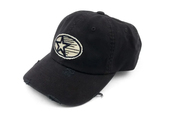 #213 – Basecap Dad Cap Star black distressed