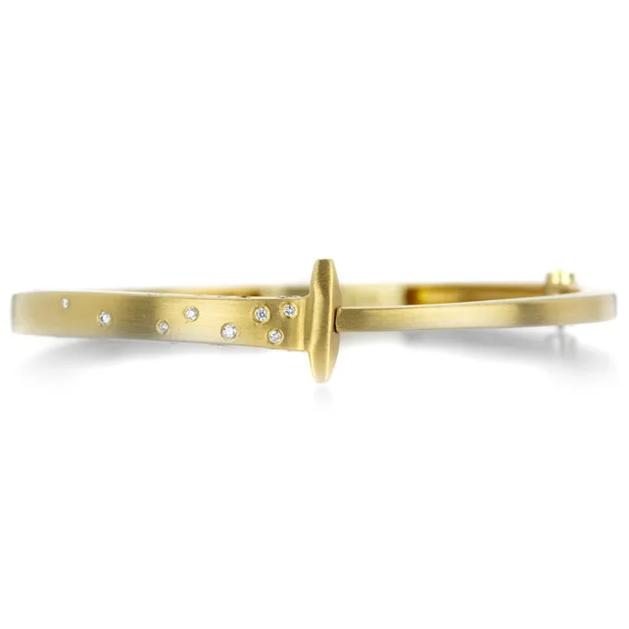 22K Sprinkled Diamond Nail Bracelet