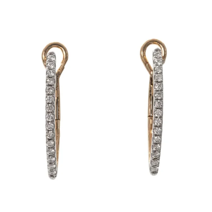 .24ctw Diamond Pavé 14K Gold Marquise Hoop Earrings