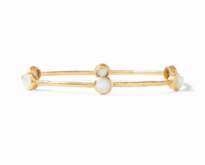 24K Yellow Gold Overlay ‘Milano’ Mother Of Pearl Luxe Bangle Bracelet
