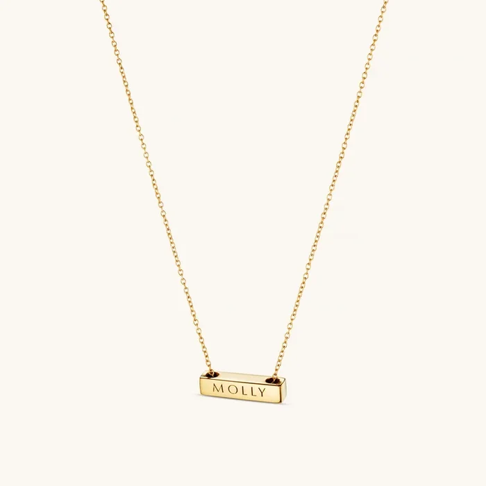 2cm Letter Bar Necklace Gold Horizontal
