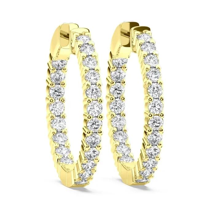 2ctw Lab Grown Diamond In & Out Hoop Earrings