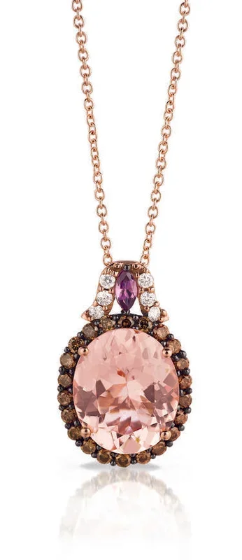 3 3/4 cts Pink Morganite and Diamond Necklace in 14K Rose Gold by Le Vian
