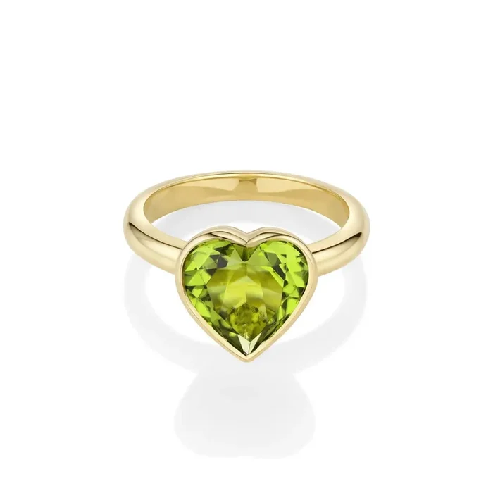 3.44ct Peridot Bezel Heart Ring