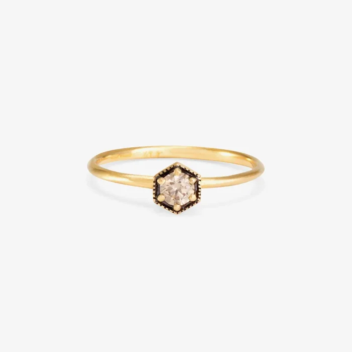 3.5mm Brown Diamond Hexagon Ring | R2203BR
