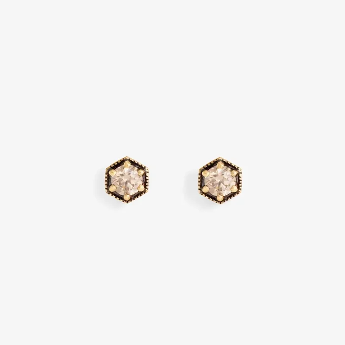 3.5mm Brown Diamond Hexagon Studs | E9903BR