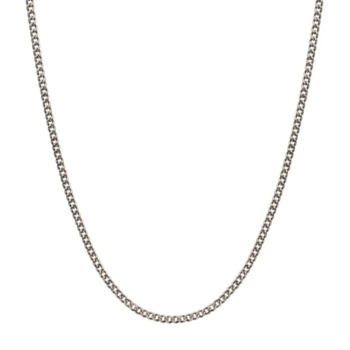 3.5mm Titanium Flat Curb Chain Necklace