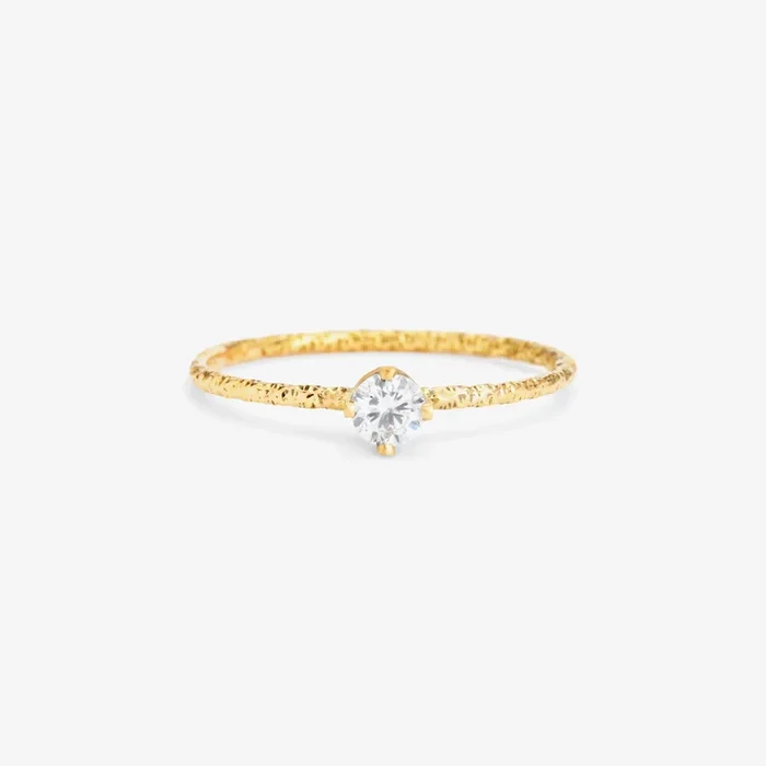 3.5mm White Diamond Homespun Solitaire Ring | R9003W