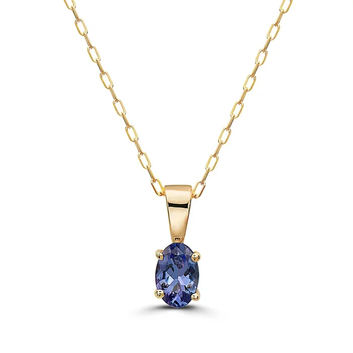 3/8 cts Blue Tanzanite Necklace in 14K Yellow Gold by Birthstone