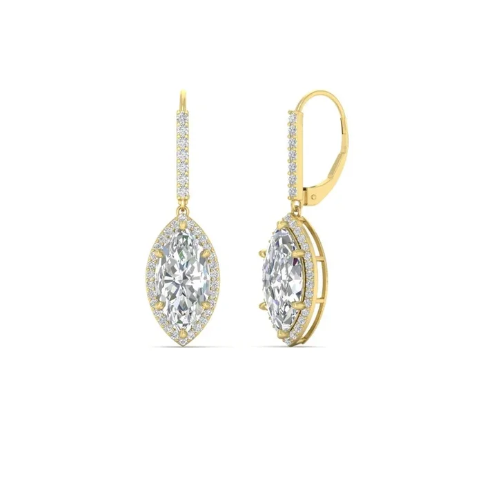 3 Carat Marquise Diamond Halo Leverback Earrings