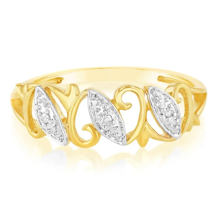 3 Diamond Dress Ring in 9ct Yellow Gold