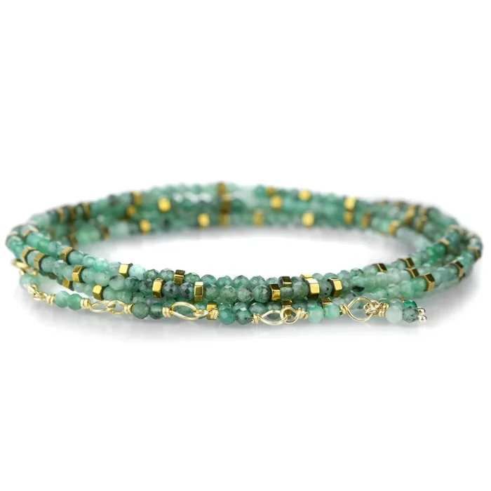 34″ – Sakota Emerald Confetti Wrap Bracelet