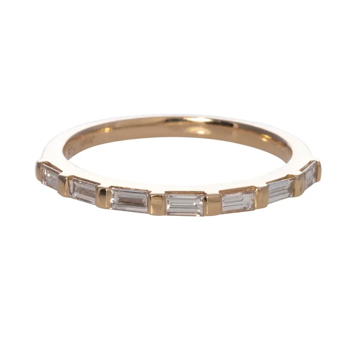 .36ctw Baguette Diamond Bar-Set Halfway 14K Yellow Gold Band
