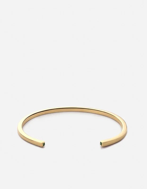 3mm Arbor Cuff, Gold Vermeil/Emerald
