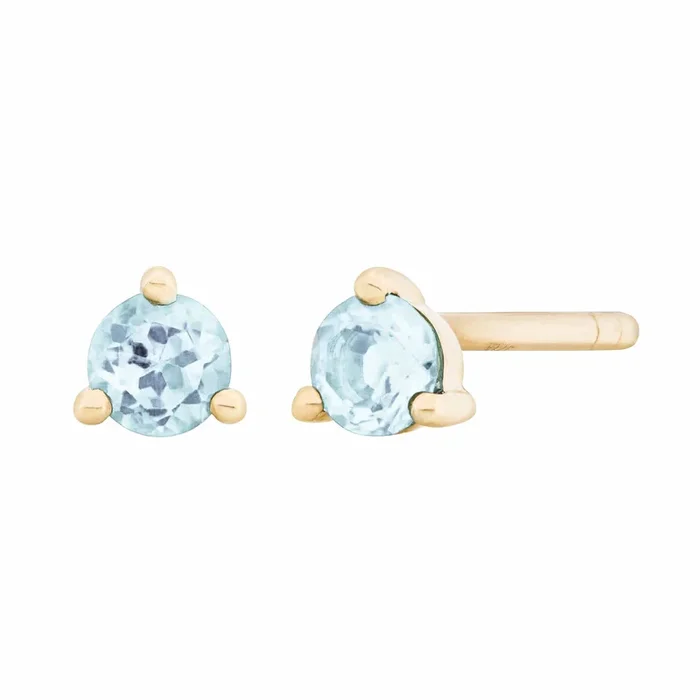 3mm Birthstone Studs – Aquamarine