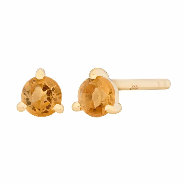 3mm Birthstone Studs – Citrine