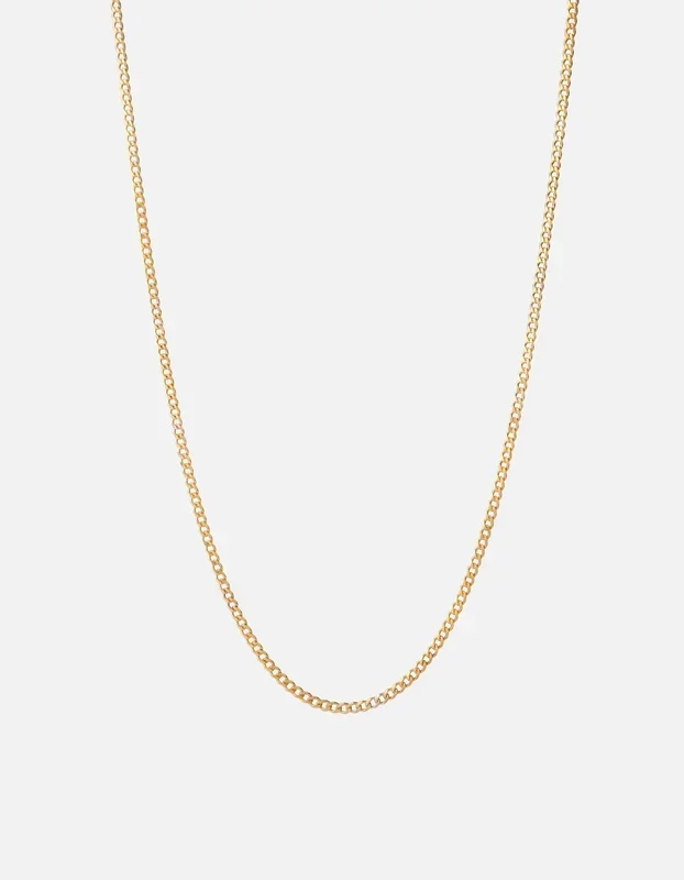 3mm Cuban Chain Necklace, Gold Vermeil