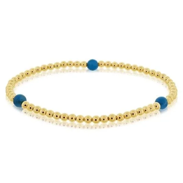 3mm Gold Filled & Apatite Beaded Bracelet