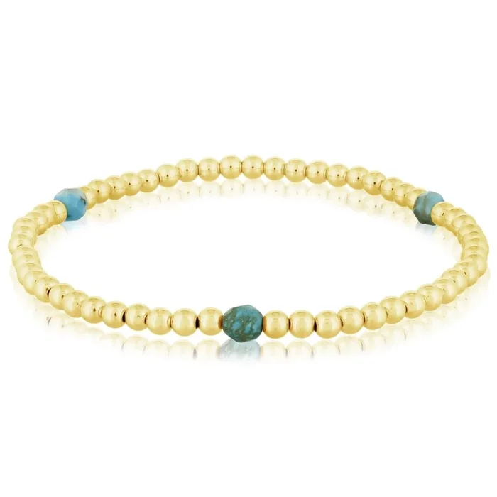 3mm Gold Filled & Turquoise Beaded Bracelet