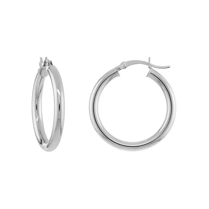 3x25mm Hoop Earrings in White Gold