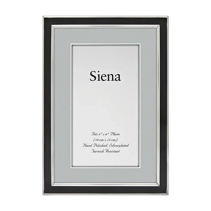 4×6 Black Enamel Silver Plated Picture Frame