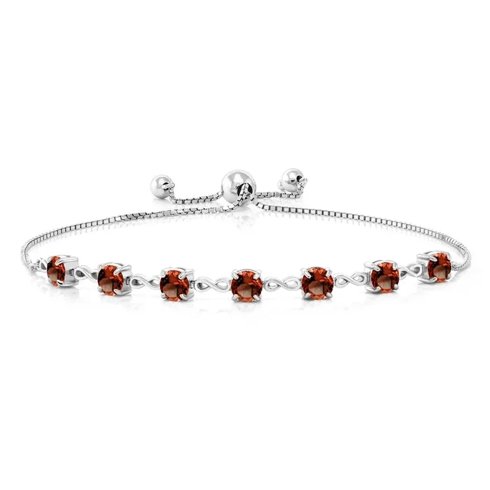 4.5MM Round Gemstone Birthstone Infinity Tennis Bracelet for Women in 925 Sterling Silver | Adjustable Bolo Bracelet For Women | Easy-On Easy-Off | Fine Jewelry for Her Mom Wife
